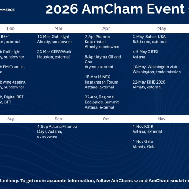 AmCham Kazakhstan 2026 Preliminary Event Calendar