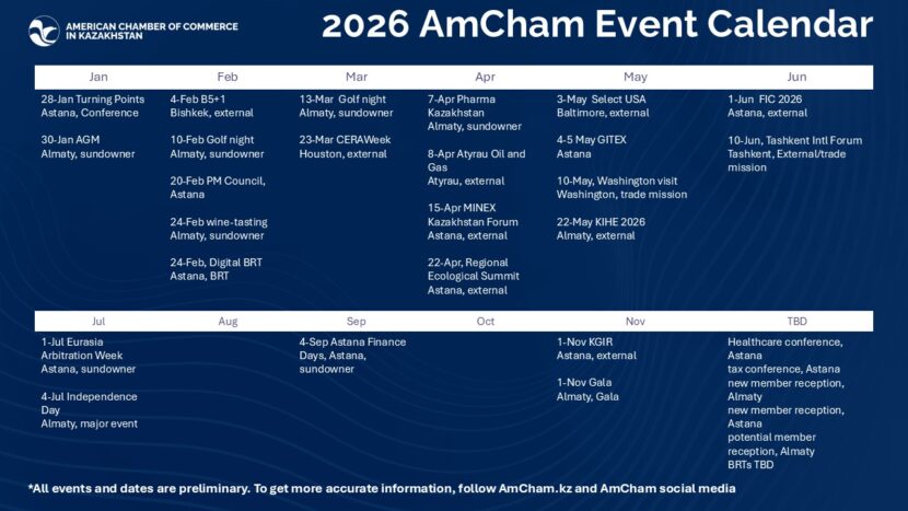 AmCham Kazakhstan 2026 Preliminary Event Calendar