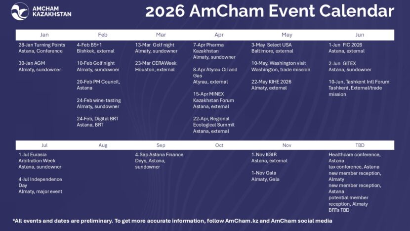 AmCham Kazakhstan 2026 Preliminary Event Calendar